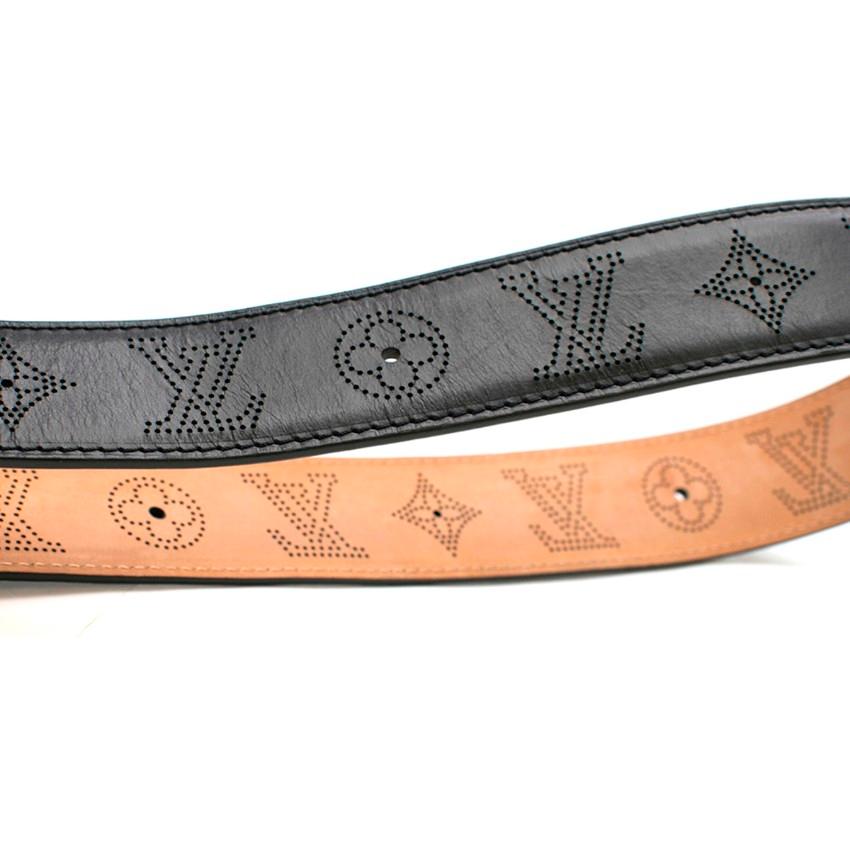 Louis Vuitton Black Perforated Monogram Mahina Leather Belt 95/38 In Good Condition In London, GB