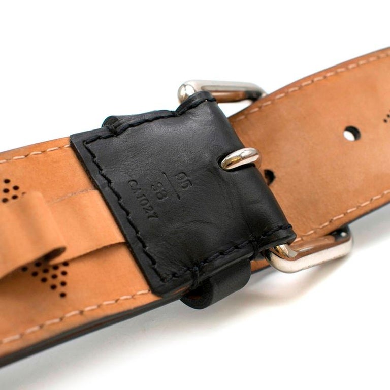 louis vuitton monogram black leather belt Louis Vuitton Black Perforated Monogram Mahina Leather Belt 95/38 at 1stdibs