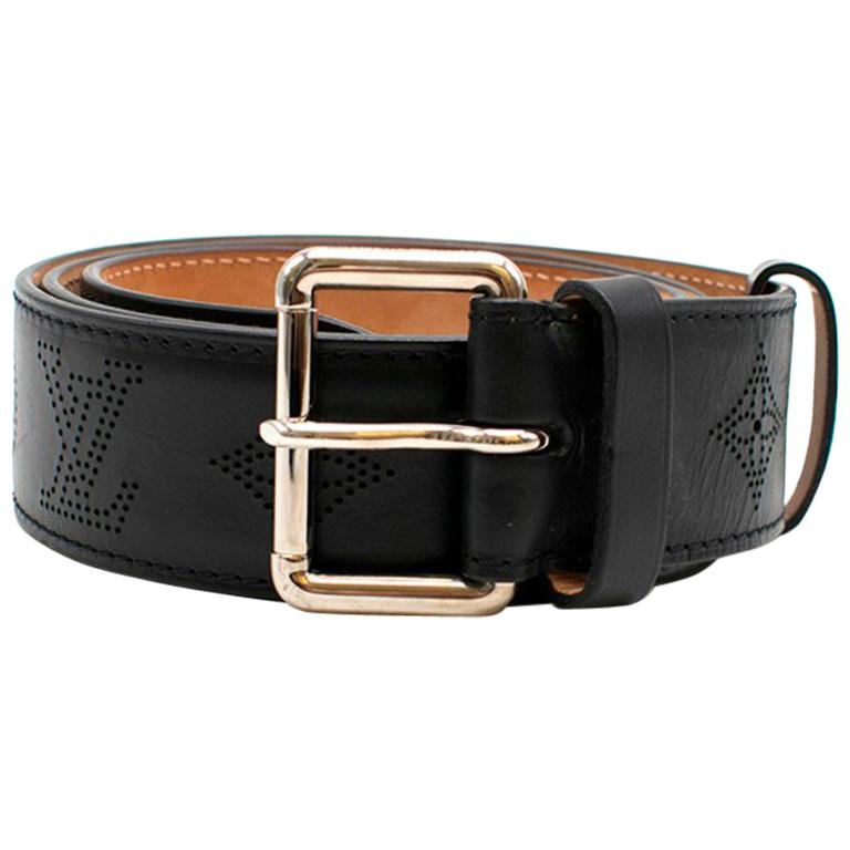 Louis Vuitton Black Perforated Monogram Mahina Leather Belt 95/38