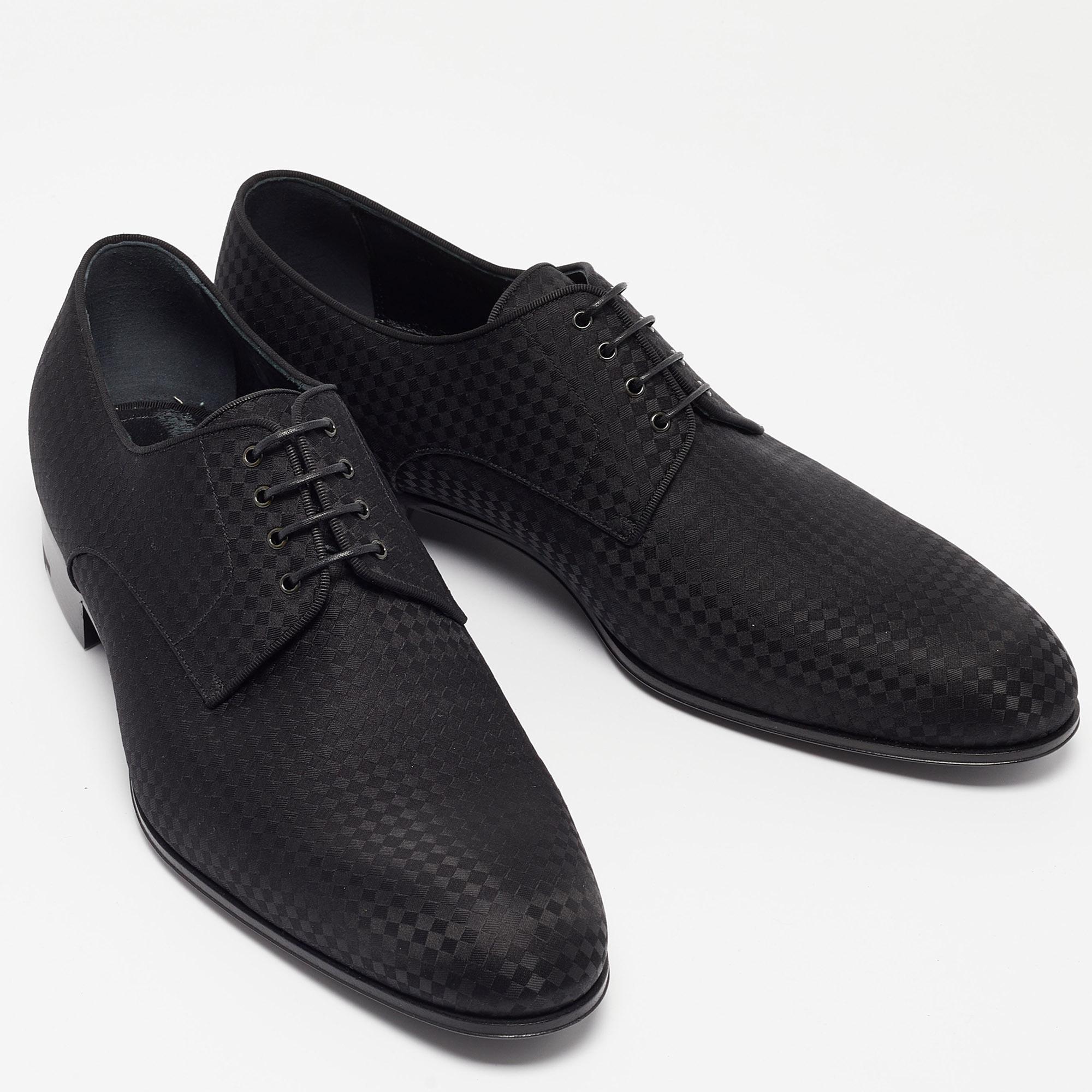Men's Louis Vuitton Black Petit Damier Fabric Solferino Derby Size 42.5
