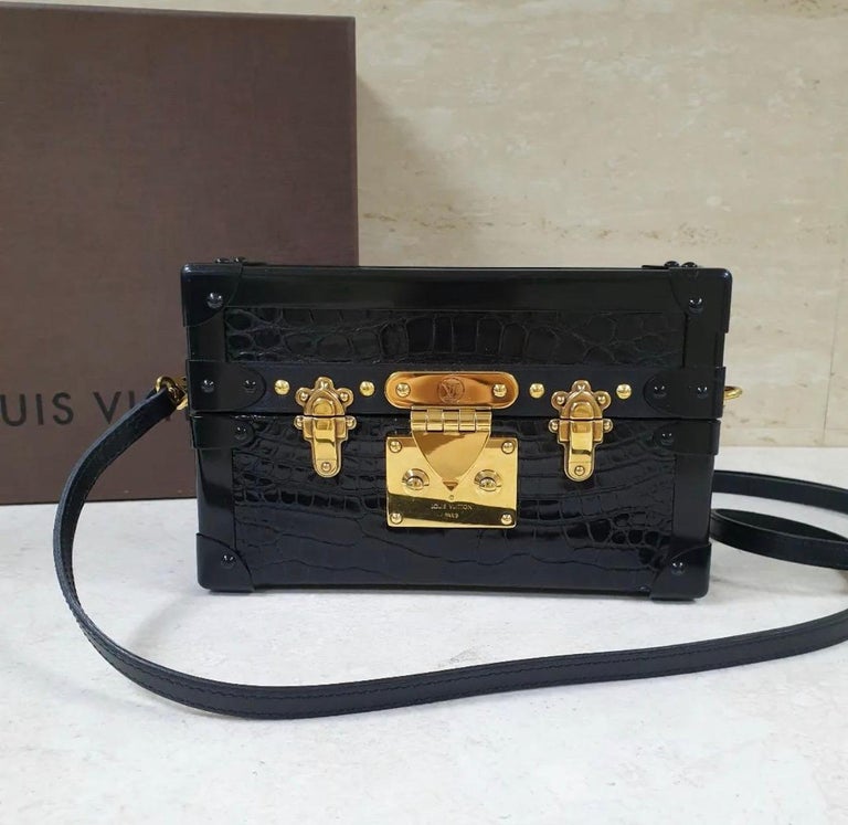 Louis Vuitton Black Epi Leather Petite Malle Clutch Bag at 1stDibs