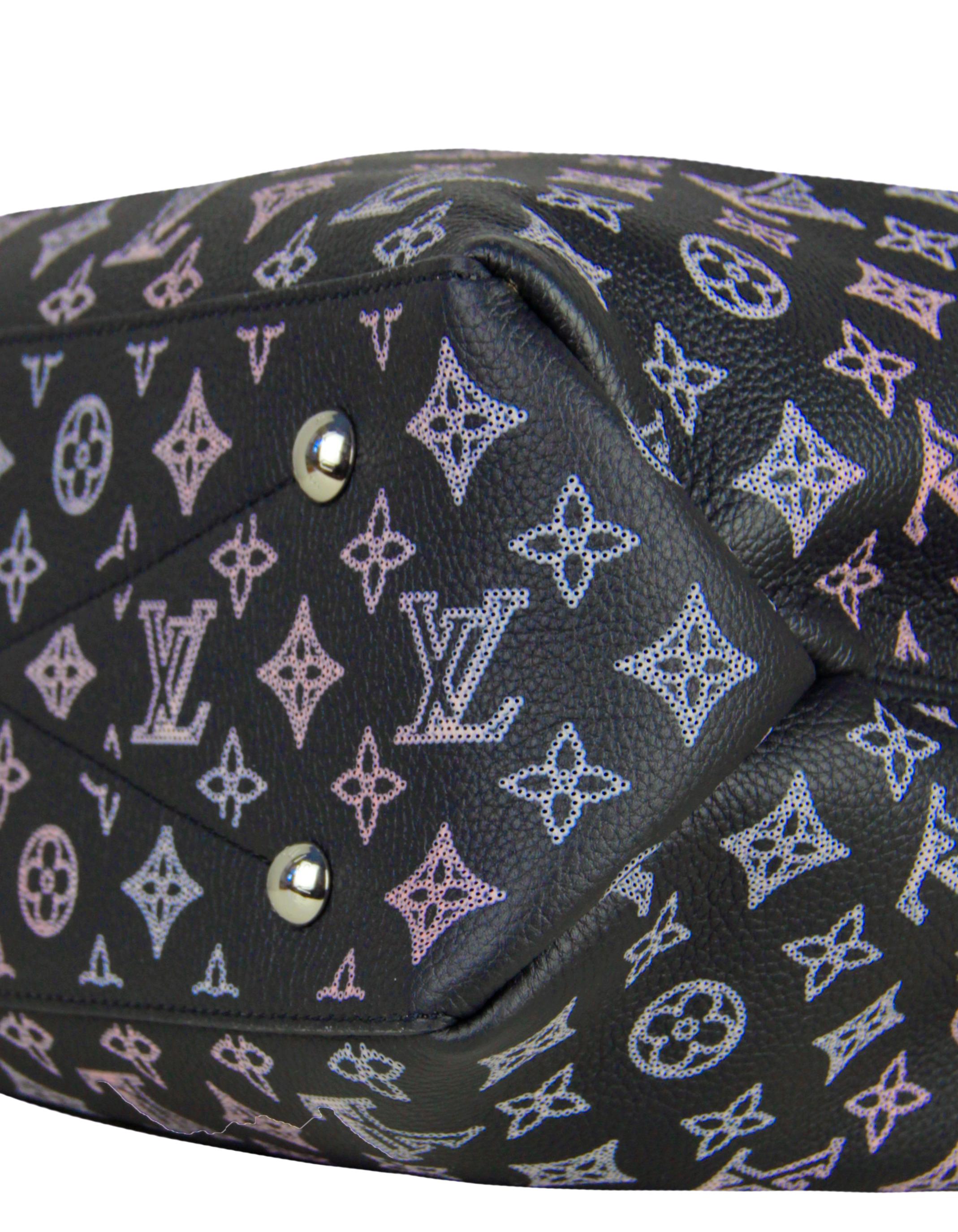 Louis Vuitton Black/ Pink Gradient Monogram Mahina Leather Bella Tote Bag In Excellent Condition In New York, NY