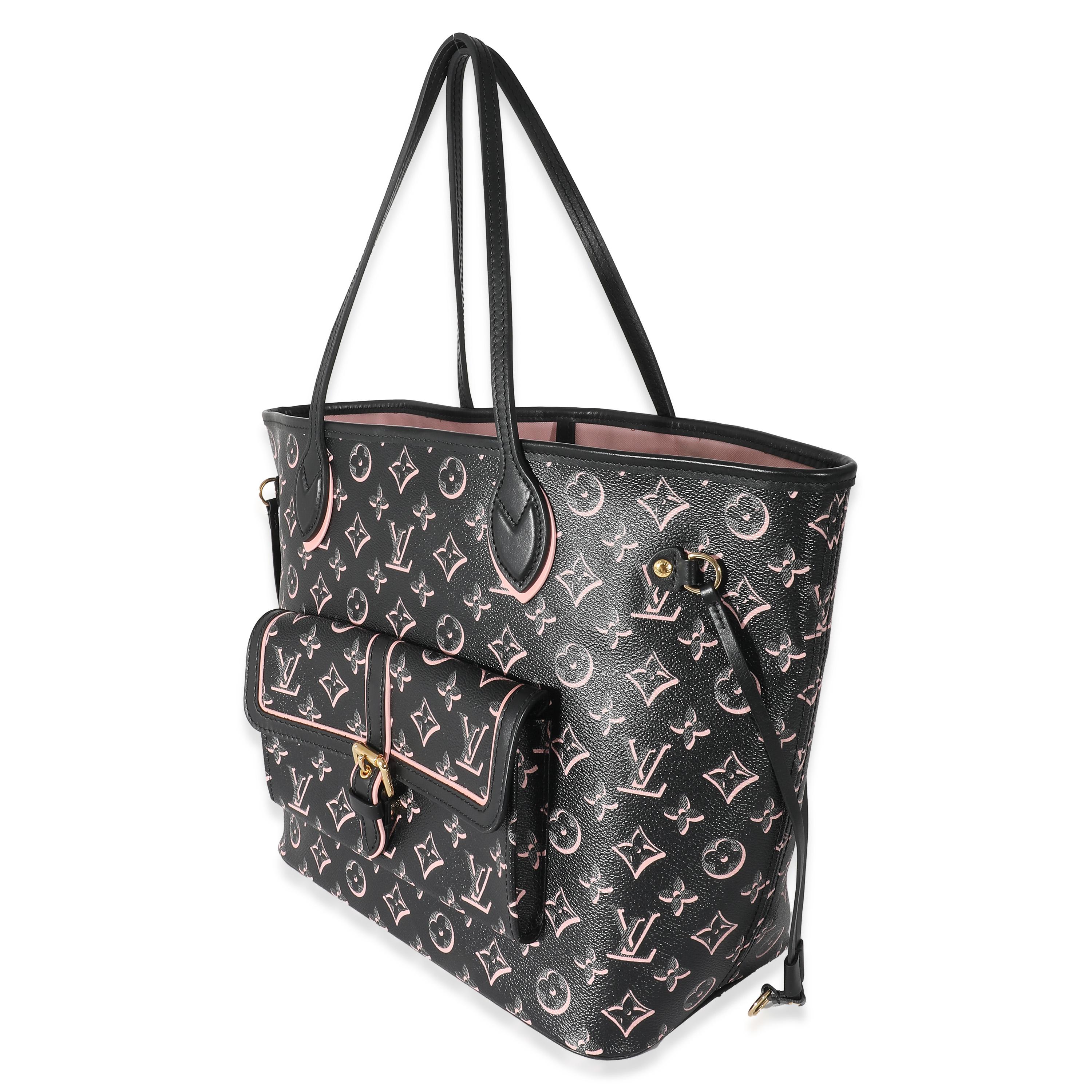 Louis Vuitton Black Pink Monogram Canvas Fall For You Neverfull MM In Excellent Condition In New York, NY