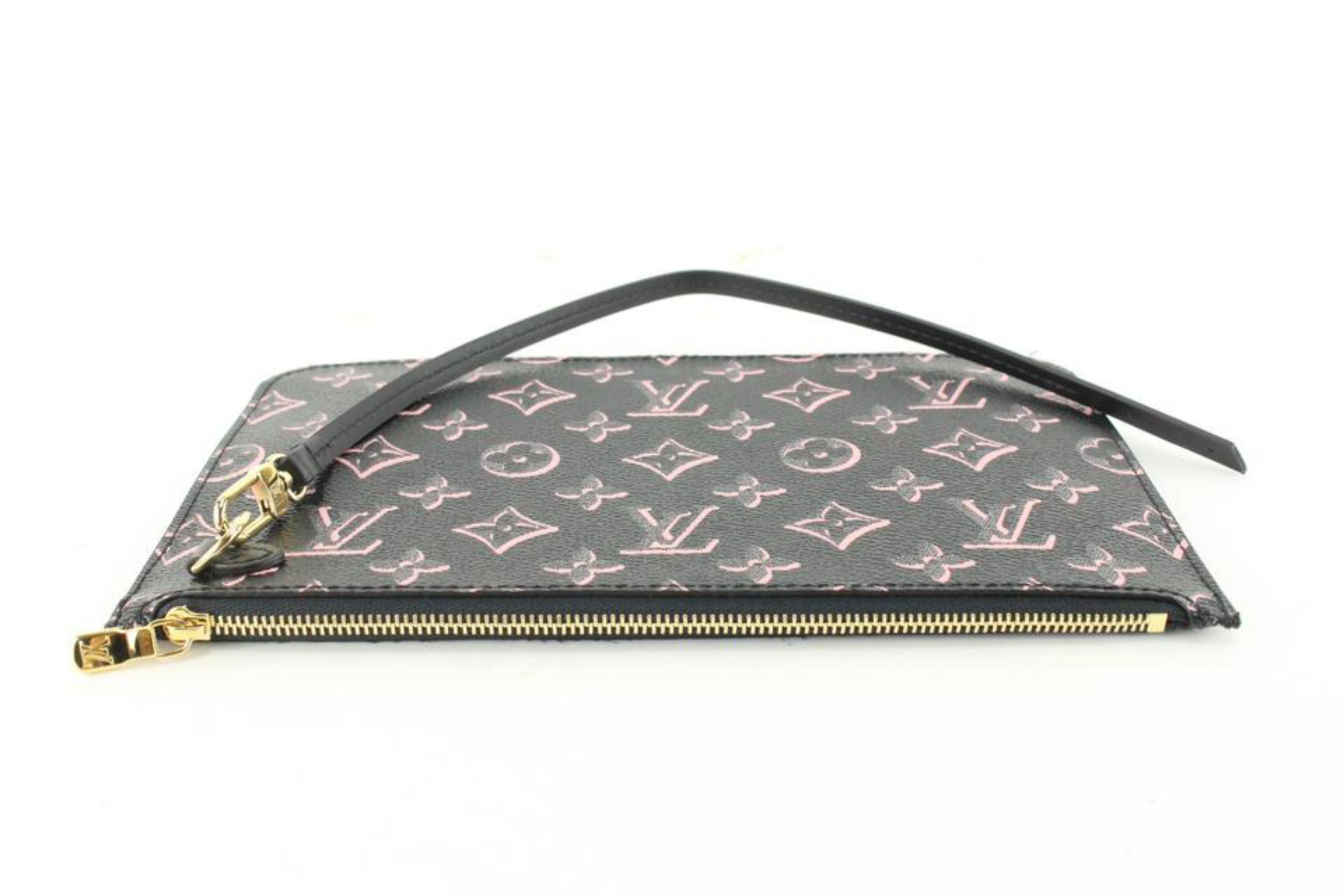 Women's Louis Vuitton Black Pink Monogram Fall for You Neverfull Pochette MM or 62lz718s For Sale