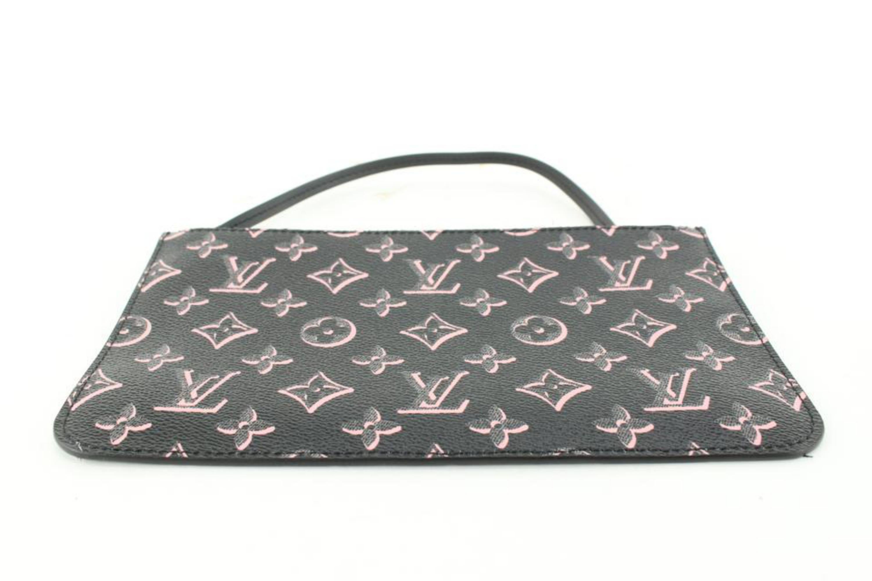Louis Vuitton Black Pink Monogram Fall for You Neverfull Pochette MM or 62lz718s For Sale 1