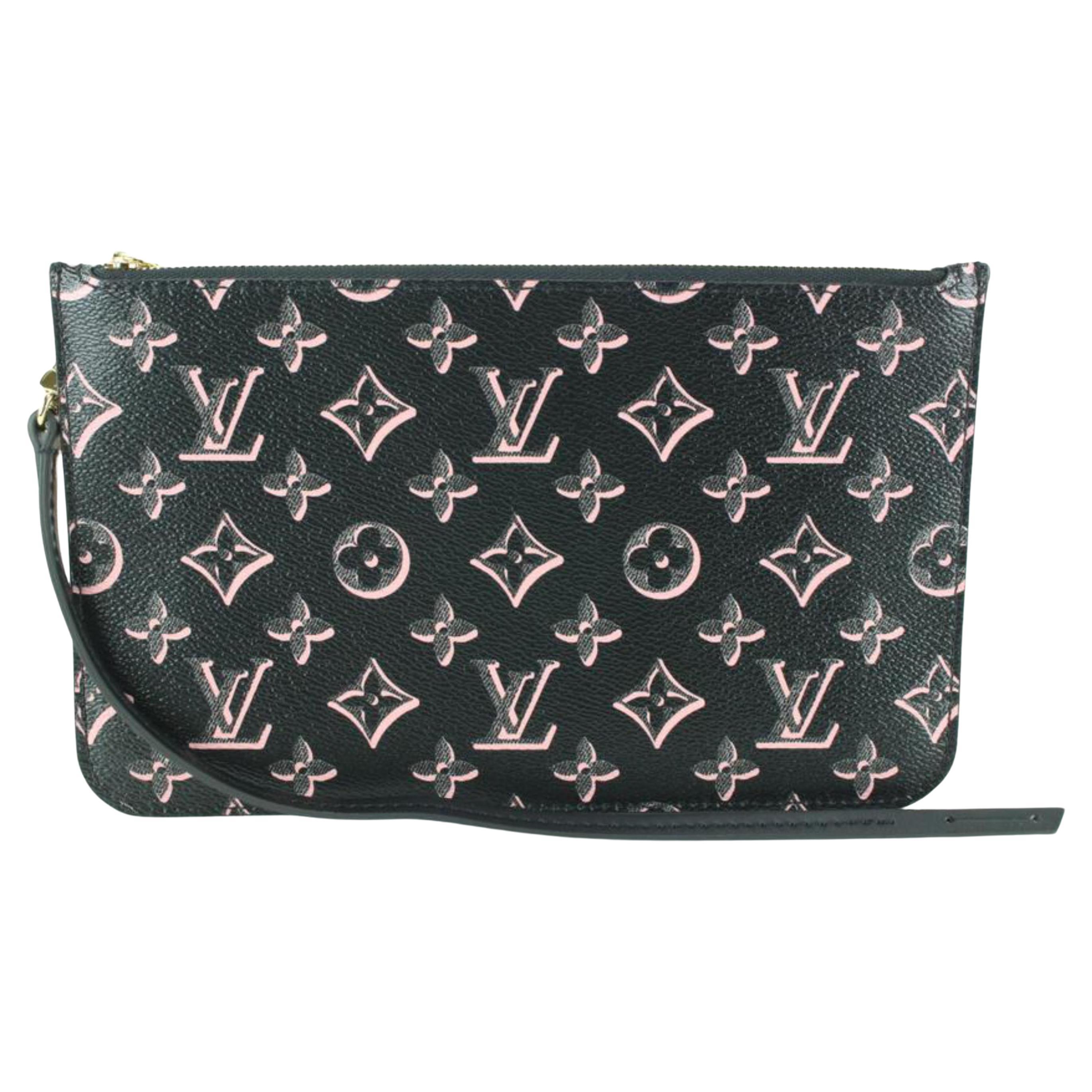 Louis Vuitton Black Pink Monogram Fall for You Neverfull Pochette MM or 62lz718s