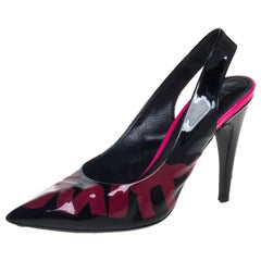 Louis Vuitton Black/Pink Patent Leather Graffiti Slingback Sandals Size 37