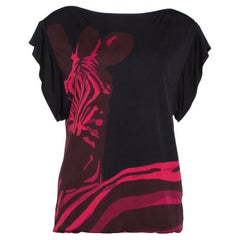 Louis Vuitton Black & Pink Printed Jersey Short Sleeve Top M
