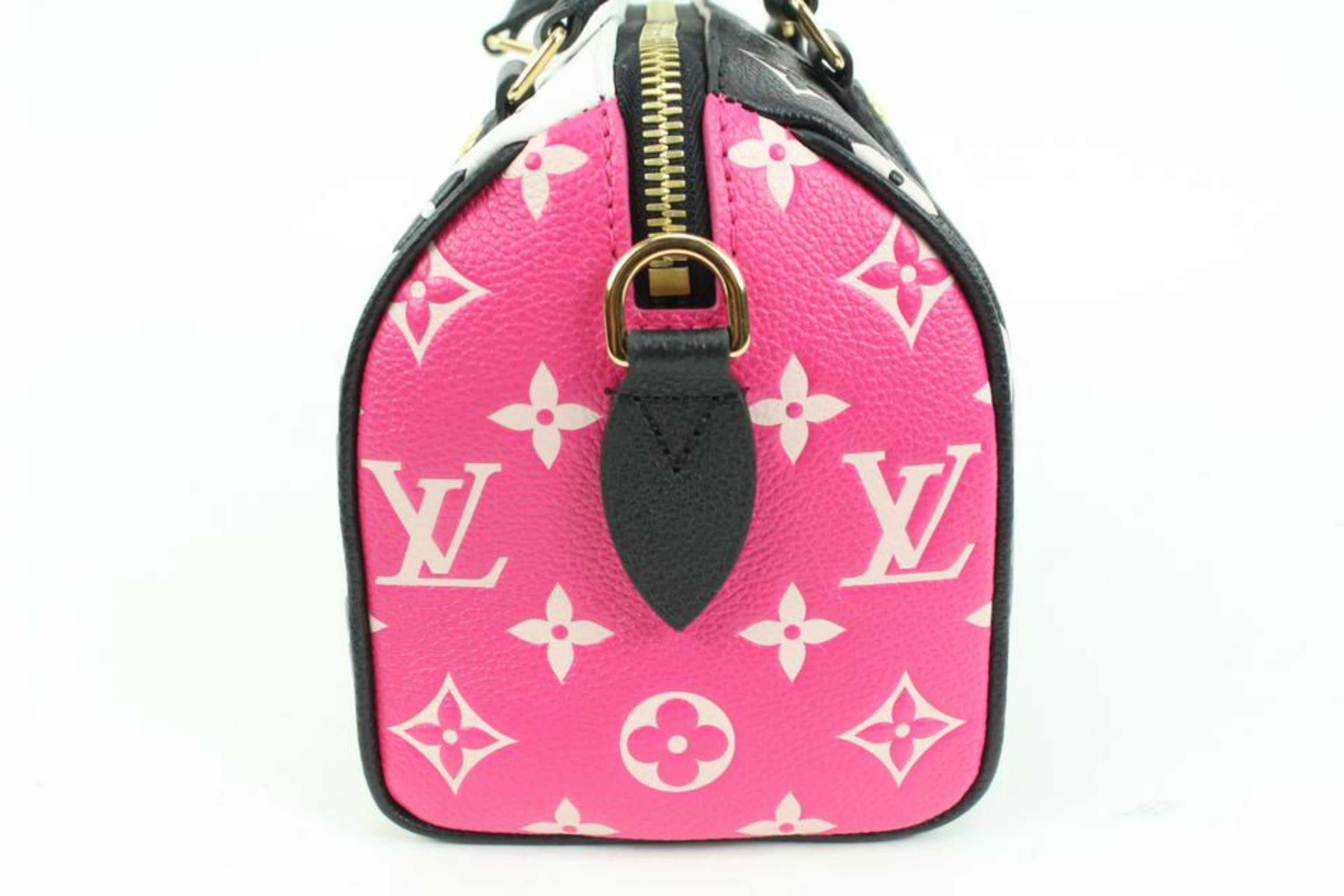 Louis Vuitton Black Pink Wht Leather Monogram Empreinte Speedy 20 Bandouliere 6