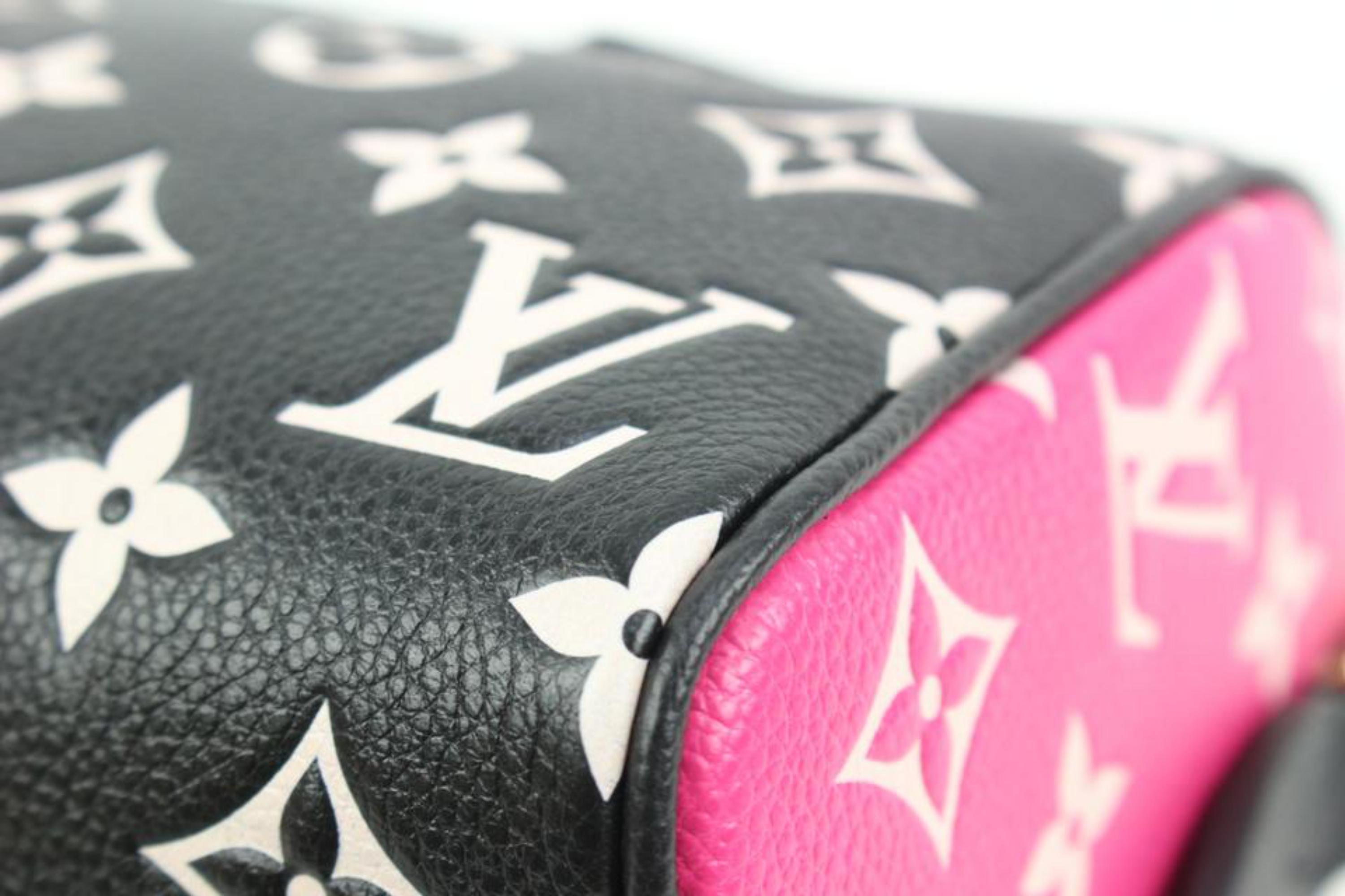 Louis Vuitton Black Pink Wht Leather Monogram Empreinte Speedy 20 Bandouliere 8