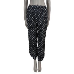LOUIS VUITTON black polyamide 2020 STENCIL MONOGRAM JOGGING Pants 40 M
