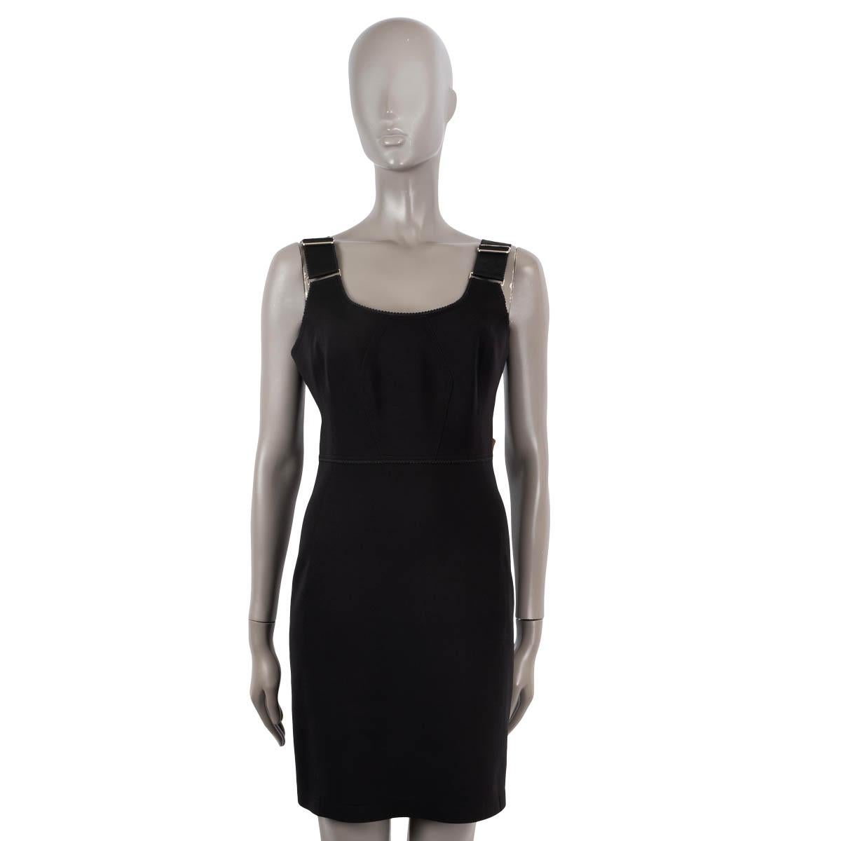 Black LOUIS VUITTON black polyamide SLEEVELESS SHEATH Dress 38 S For Sale