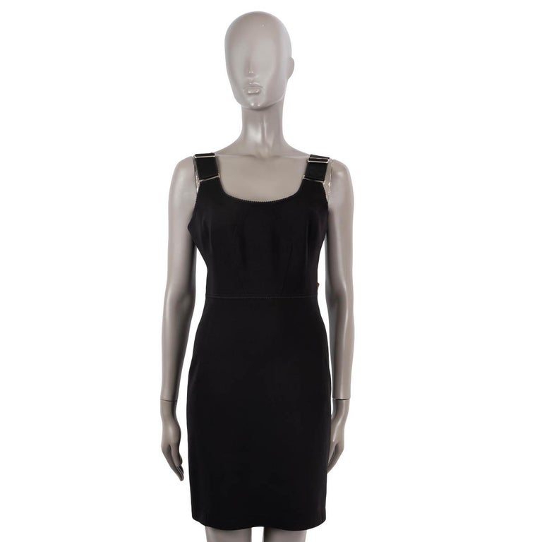 CHANEL black wool 2006 06A WAIST BELTED SLEEVELESS SHEATH Dress 36 XS For  Sale at 1stDibs