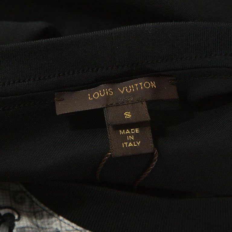Louis Vuitton Black Printed Silk Crew Neck T-Shirt S 1