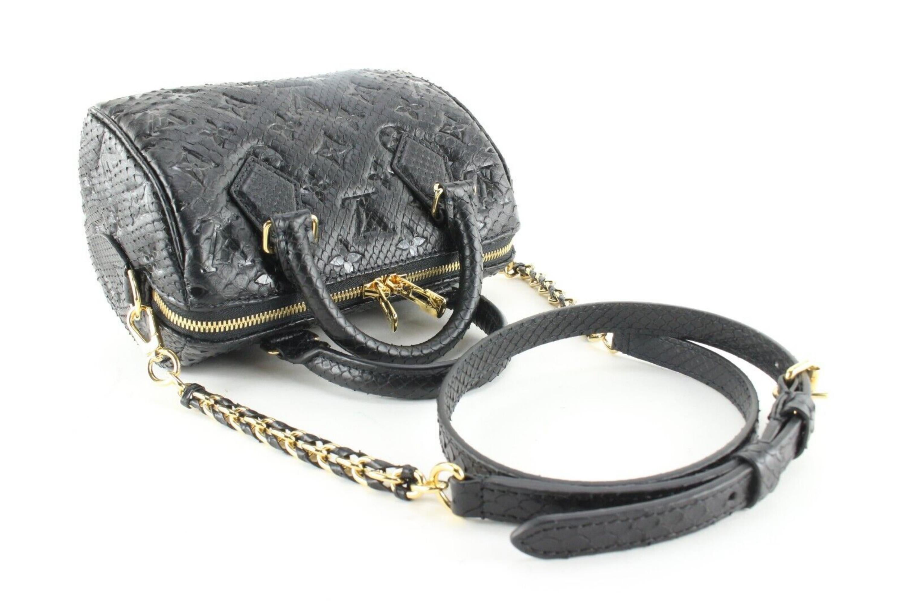 Women's Louis Vuitton Black Python Speedy 20 Bandouliere 5LK0315 For Sale