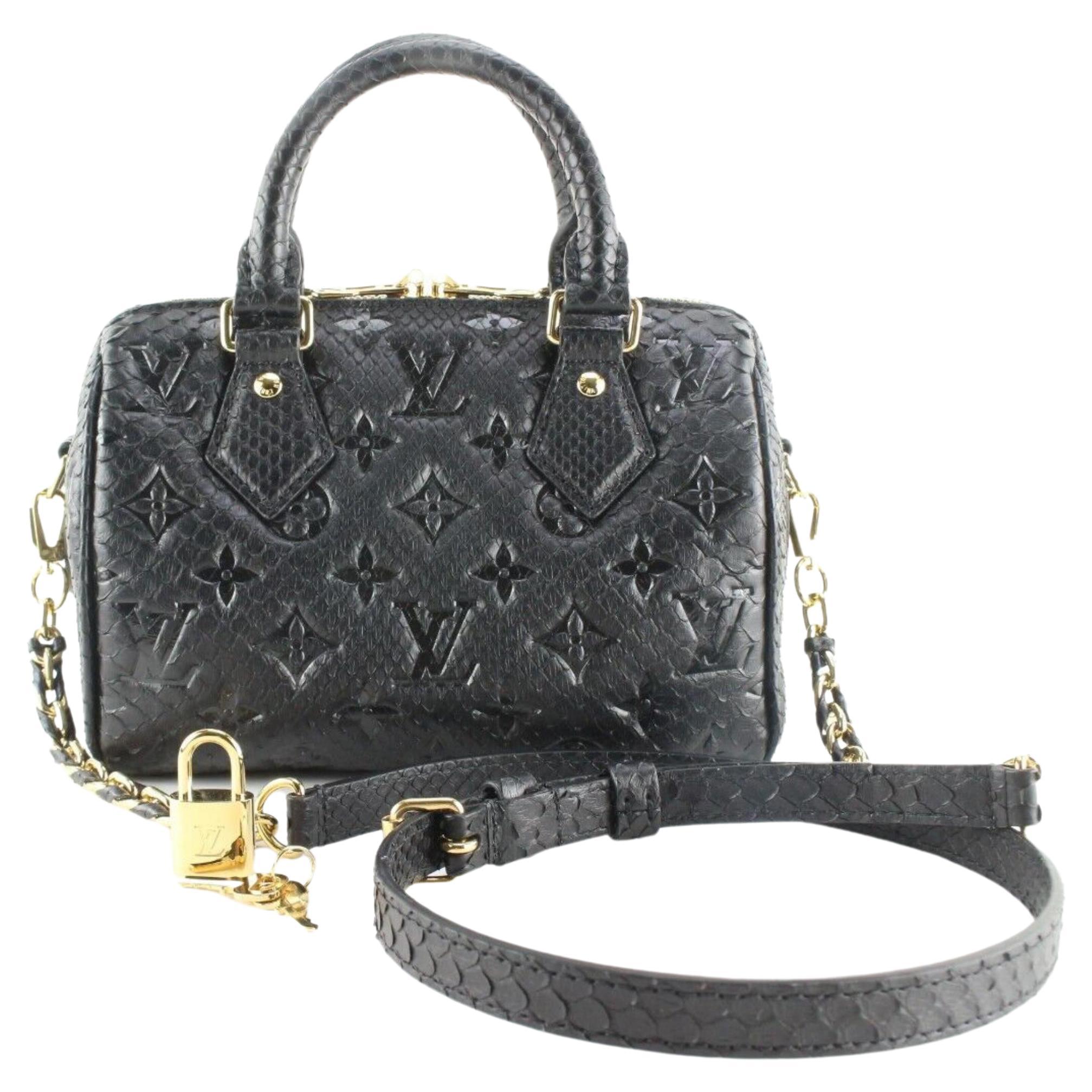 Louis Vuitton - Bandoulière Speedy 20 en python noir 5LK0315 en vente