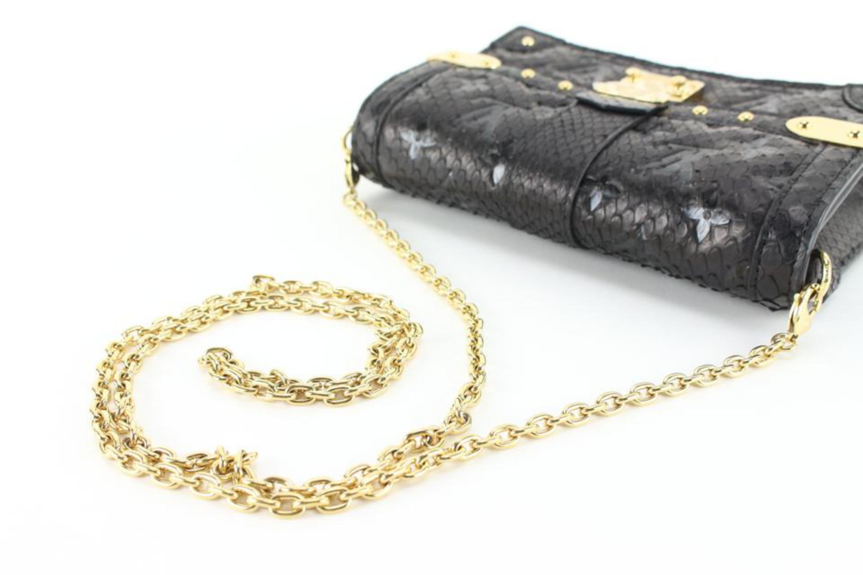 Louis Vuitton Black PythonTrunk Chain Wallet 15lz810s For Sale 5
