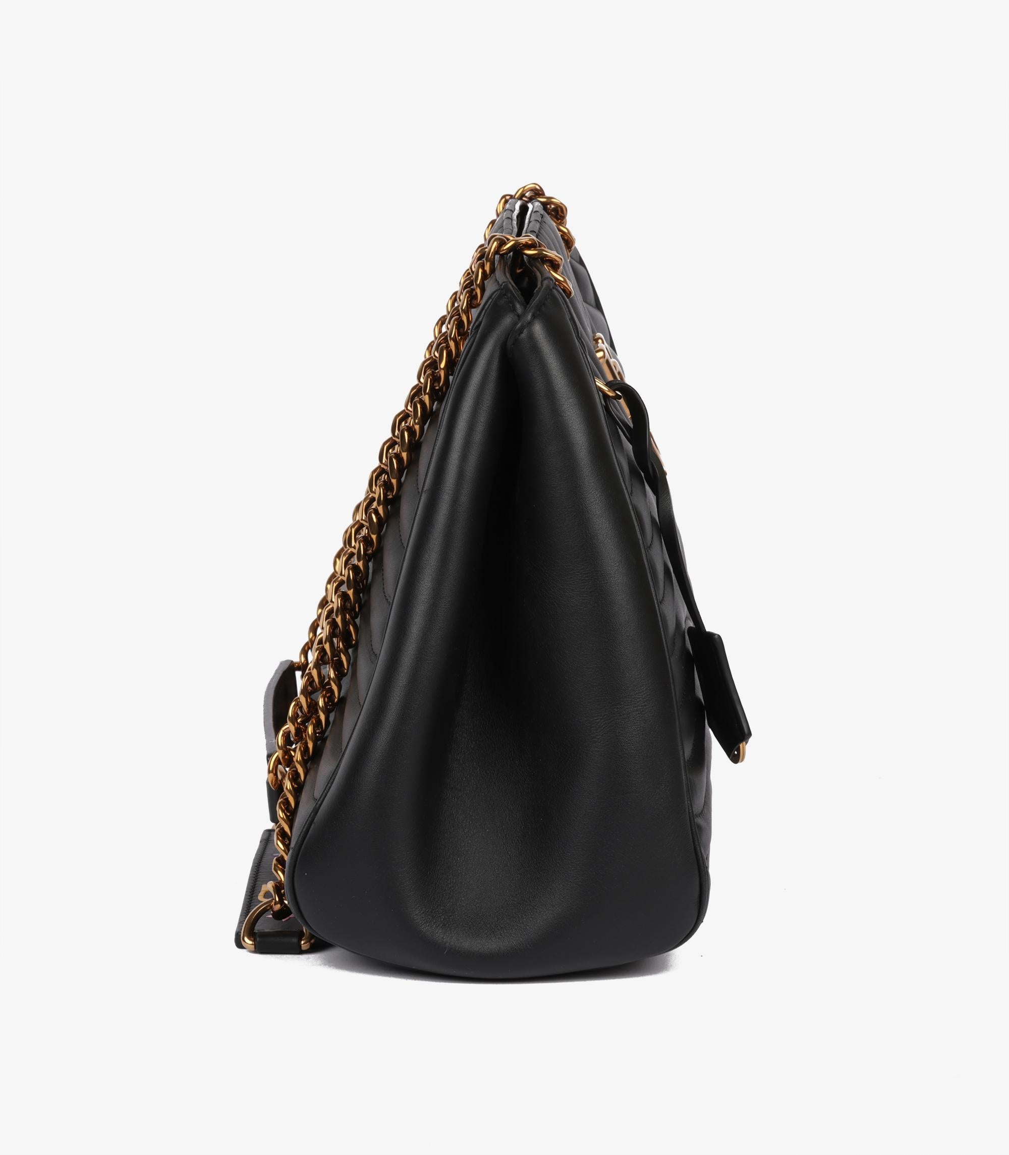 Women's Louis Vuitton Black Quilted Calfskin Leather New Wave Chain Tote