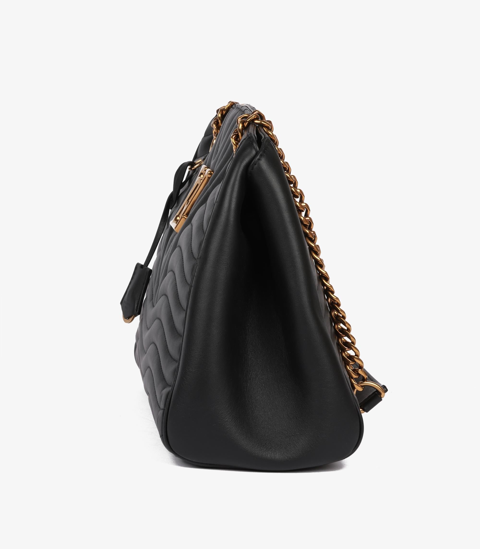 Louis Vuitton Black Quilted Calfskin Leather New Wave Chain Tote 1