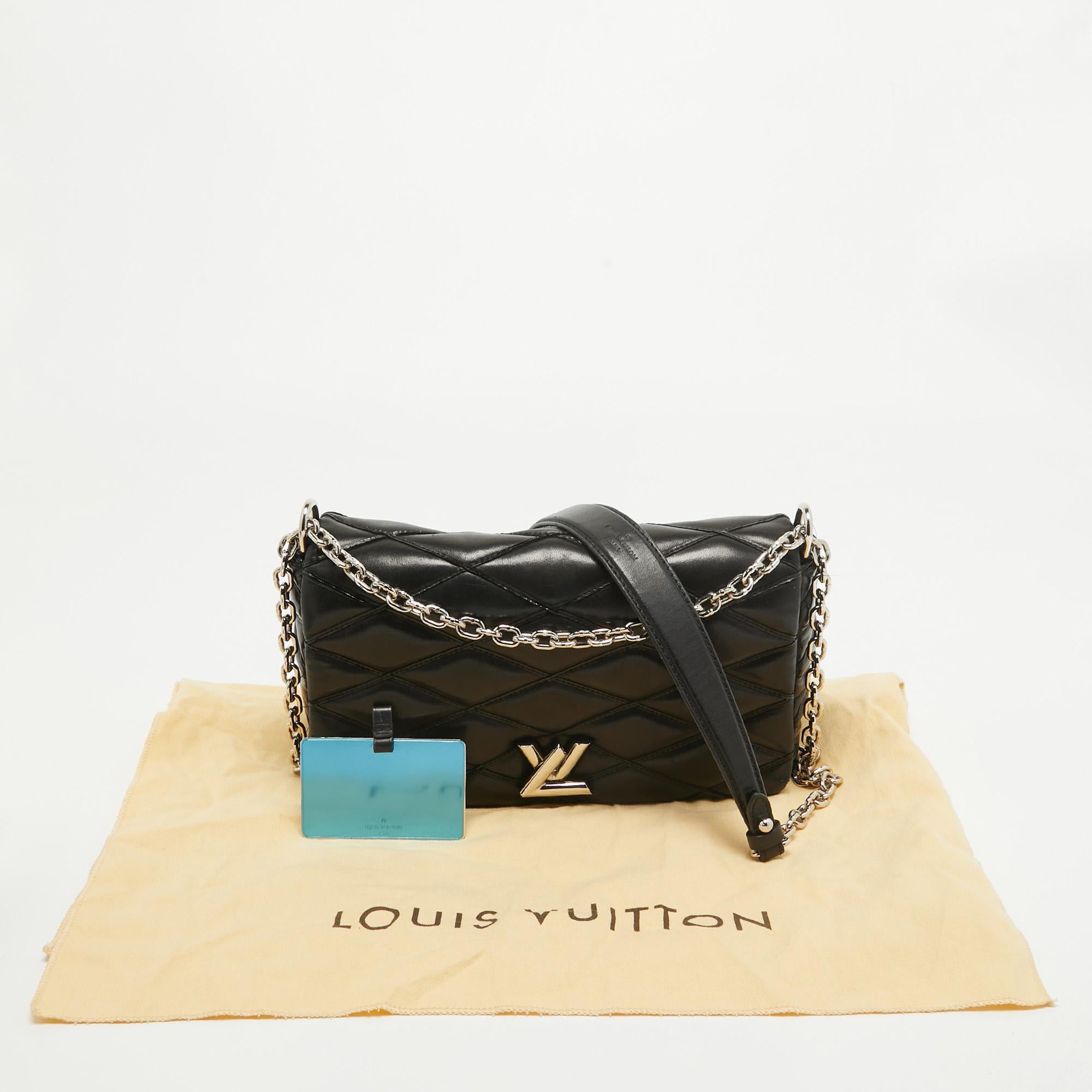 Louis Vuitton Schwarzes gestepptes Leder GO-14 Malletage MM Tasche im Angebot 16