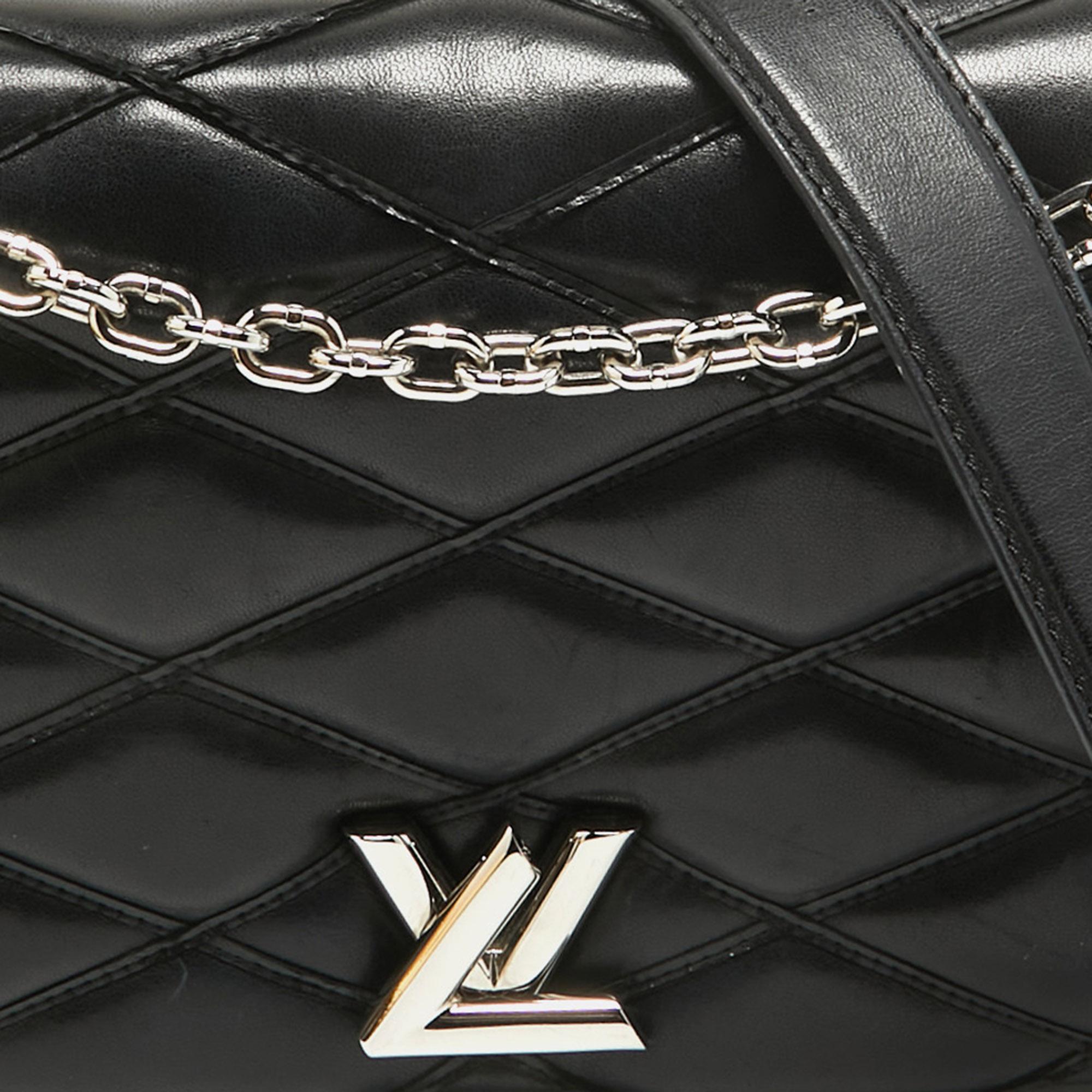 Louis Vuitton Schwarzes gestepptes Leder GO-14 Malletage MM Tasche im Angebot 1