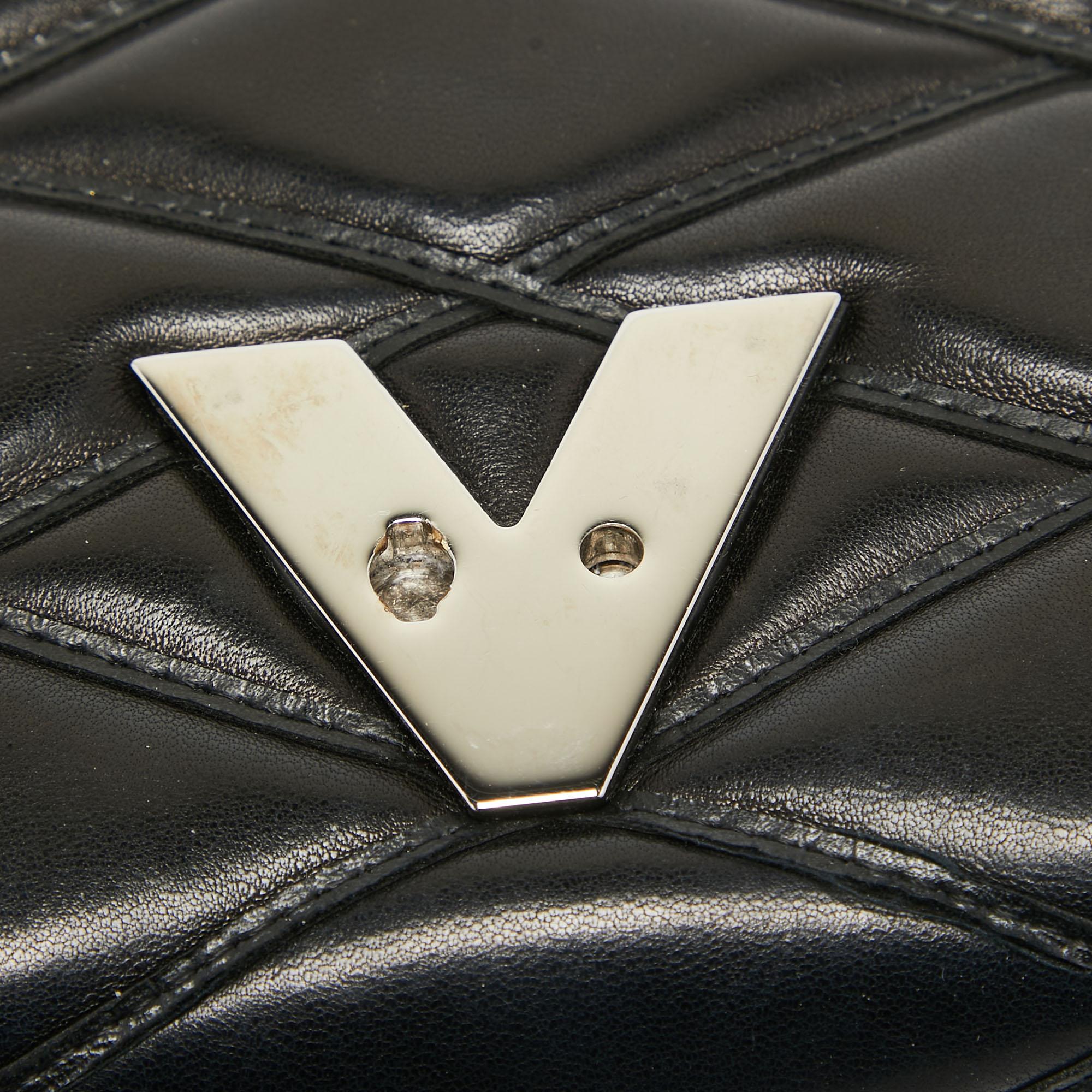 Louis Vuitton Schwarzes gestepptes Leder GO-14 Malletage MM Tasche im Angebot 3
