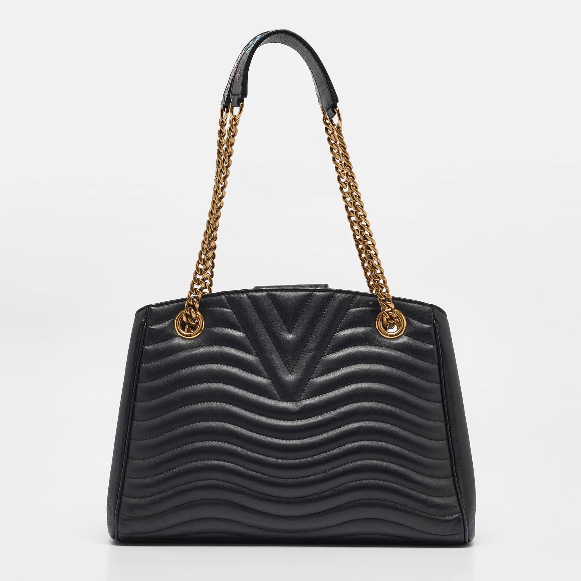 Women's Louis Vuitton Black Quilted Leather New Wave Bag