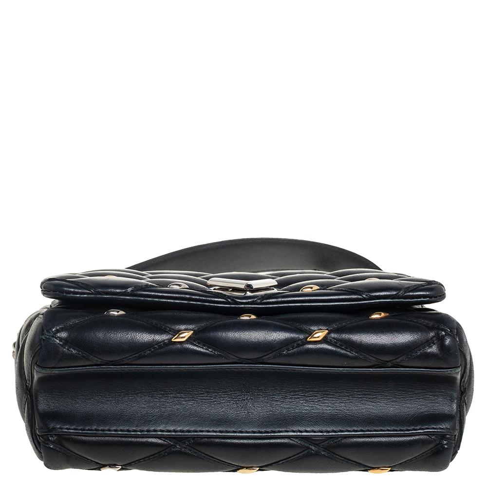 Louis Vuitton Schwarz Gestepptes Nietenleder GO-14 Malletage PM Tasche 8