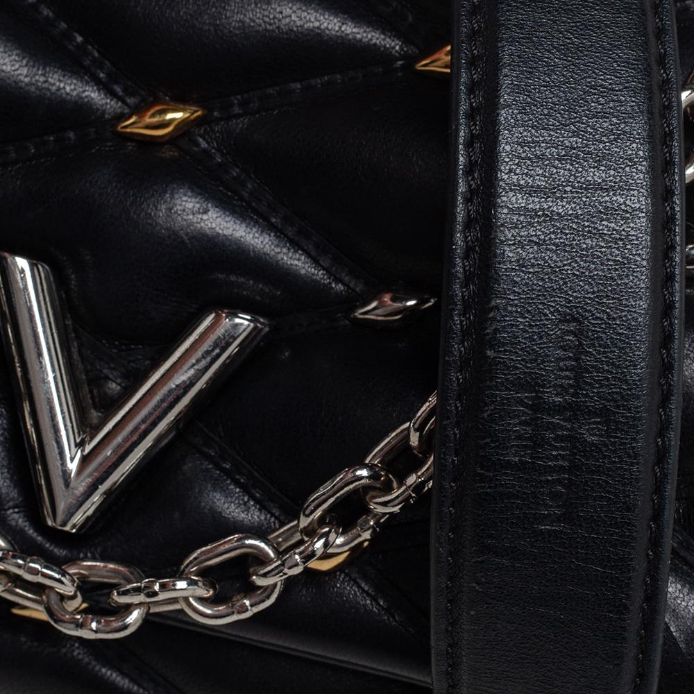 Louis Vuitton Schwarz Gestepptes Nietenleder GO-14 Malletage PM Tasche 3