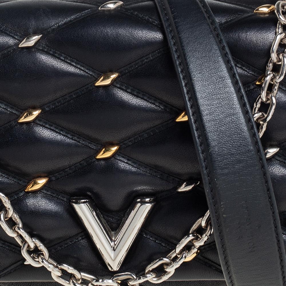 Louis Vuitton Schwarz Gestepptes Nietenleder GO-14 Malletage PM Tasche 4