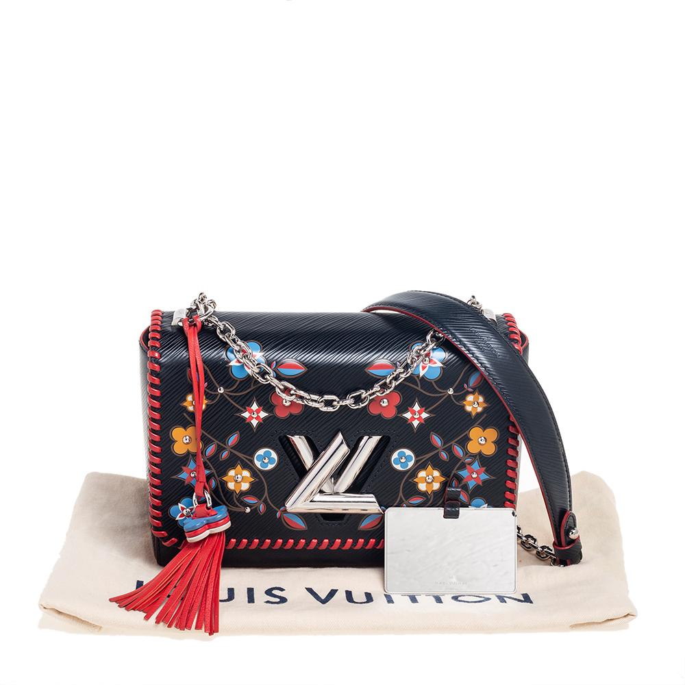 Louis Vuitton Black/Red Epi Leather Floral Motif Twist MM Bag 5