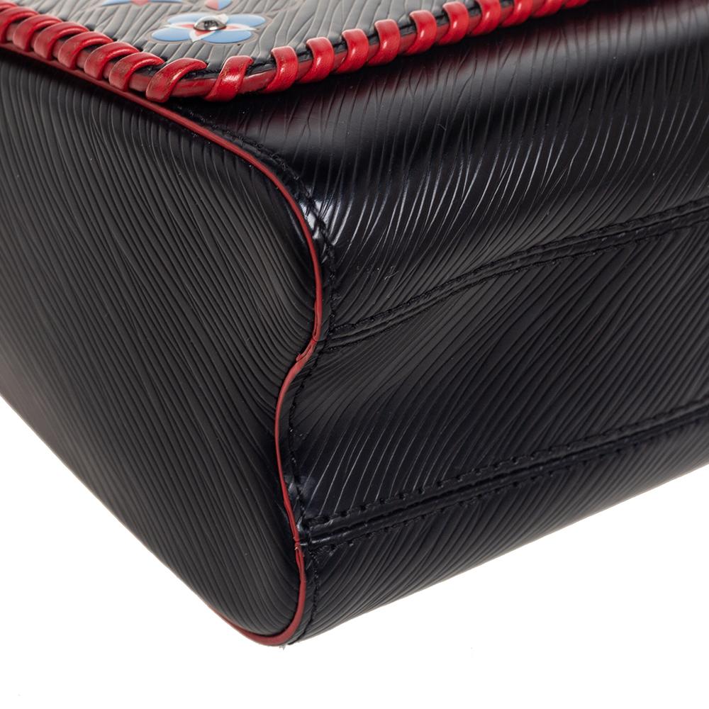 Louis Vuitton Black/Red Epi Leather Floral Motif Twist MM Bag 2
