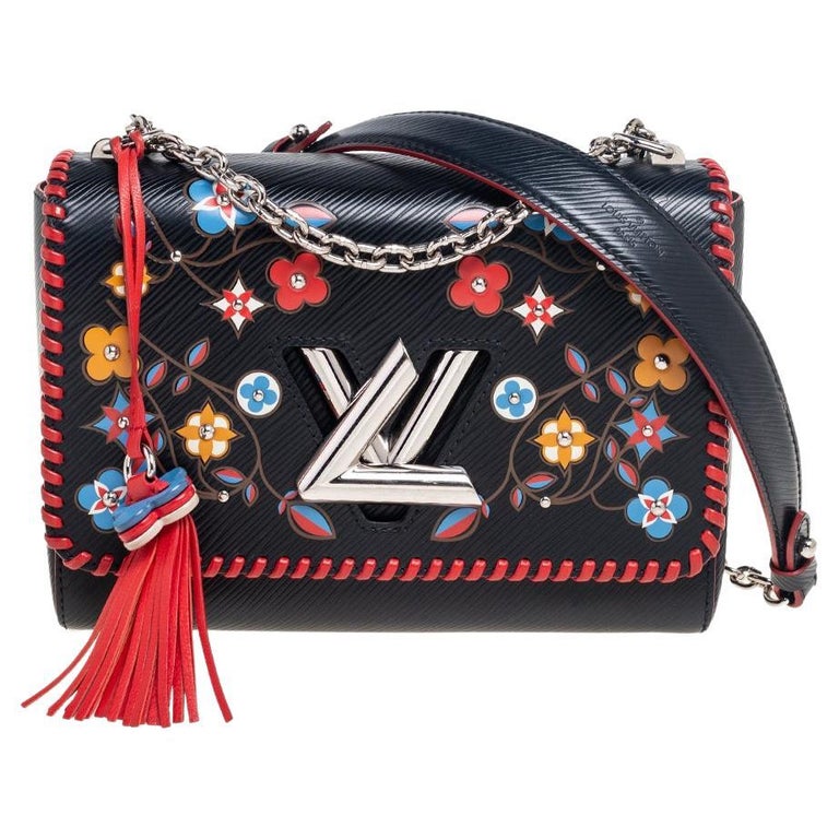 Louis Vuitton Black/Red Epi Leather Floral Motif Twist MM Bag at 1stDibs