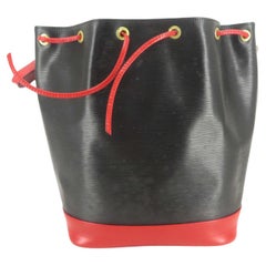 Louis Vuitton Black Red Epi Leather Noe Bucket Bag