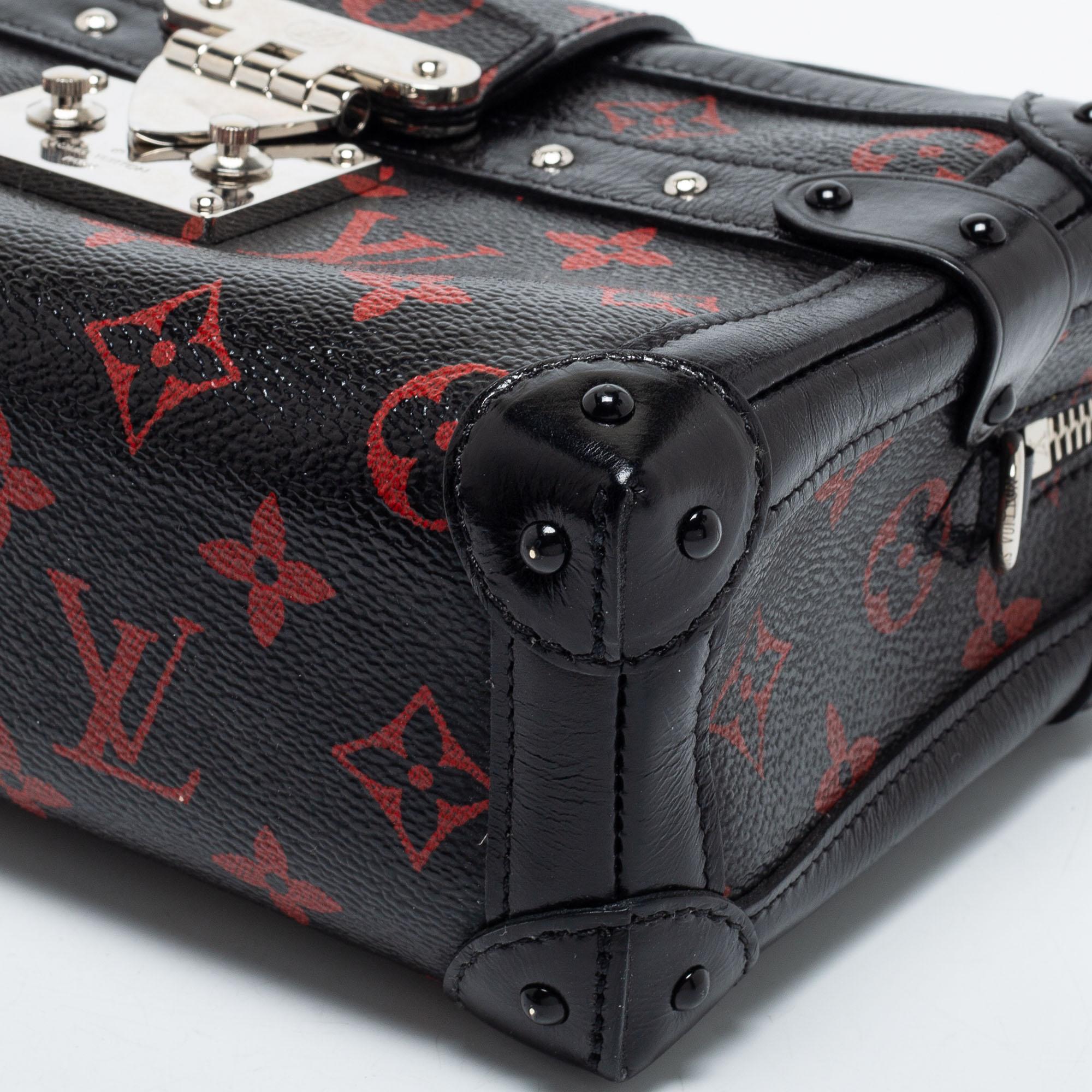 Louis Vuitton Black/Red Infrarouge Coated Canvas Petite Malle Soft  MM Bag In Excellent Condition In Dubai, Al Qouz 2