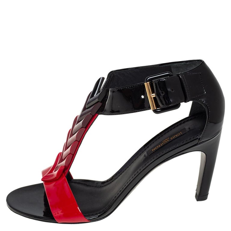 Louis Vuitton Black/Red Patent Leather Bright Shades Sandals Size