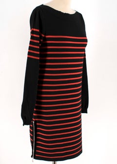 Louis Vuitton Black & Red Striped Wool Dress XS