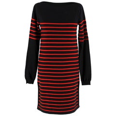 Louis Vuitton Black & Red Striped Wool Dress XS
