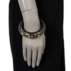 LOUIS VUITTON black resin INCLUSION MONOGRAM WIDE Bangle Bracelet