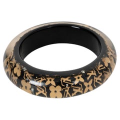 LOUIS VUITTON black resin INCLUSION MONOGRAM WIDE Bangle Bracelet