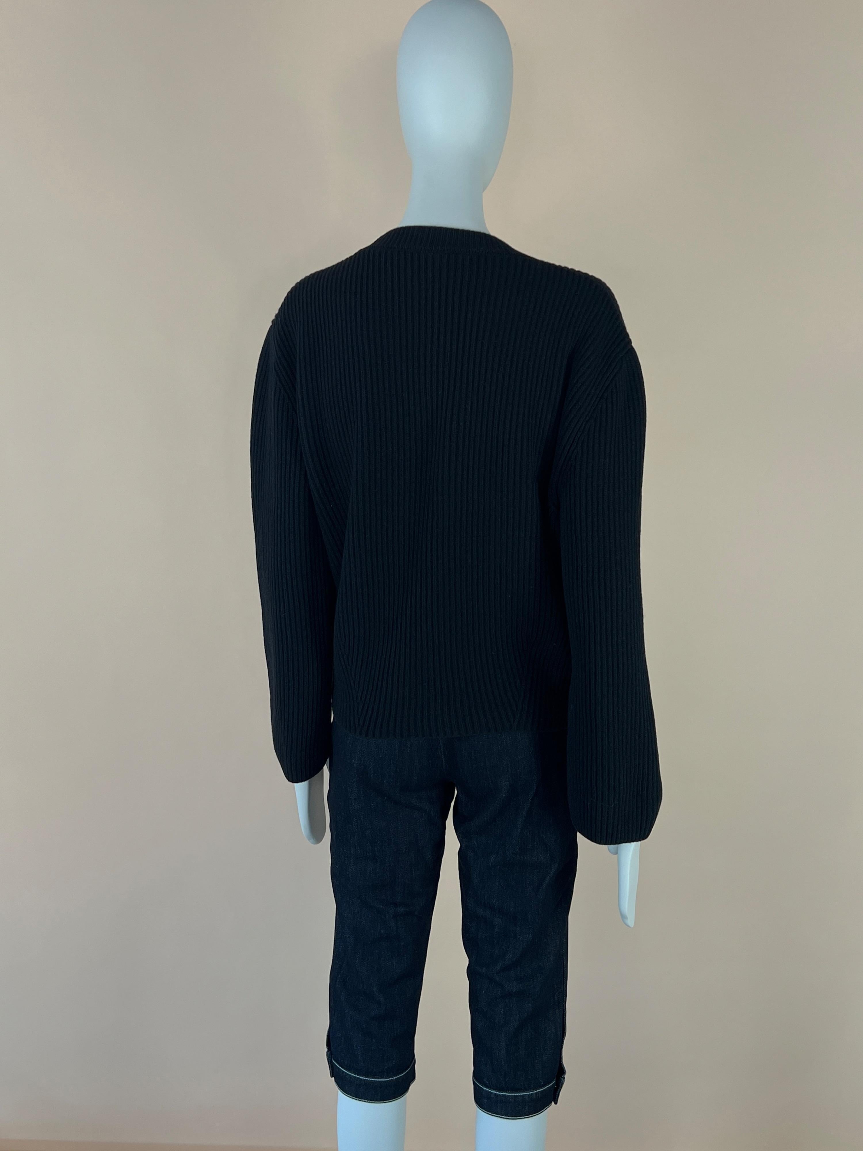 Louis Vuitton Black Ribbed Wool & Cashmere Giant Stickers Patch Jumper 7