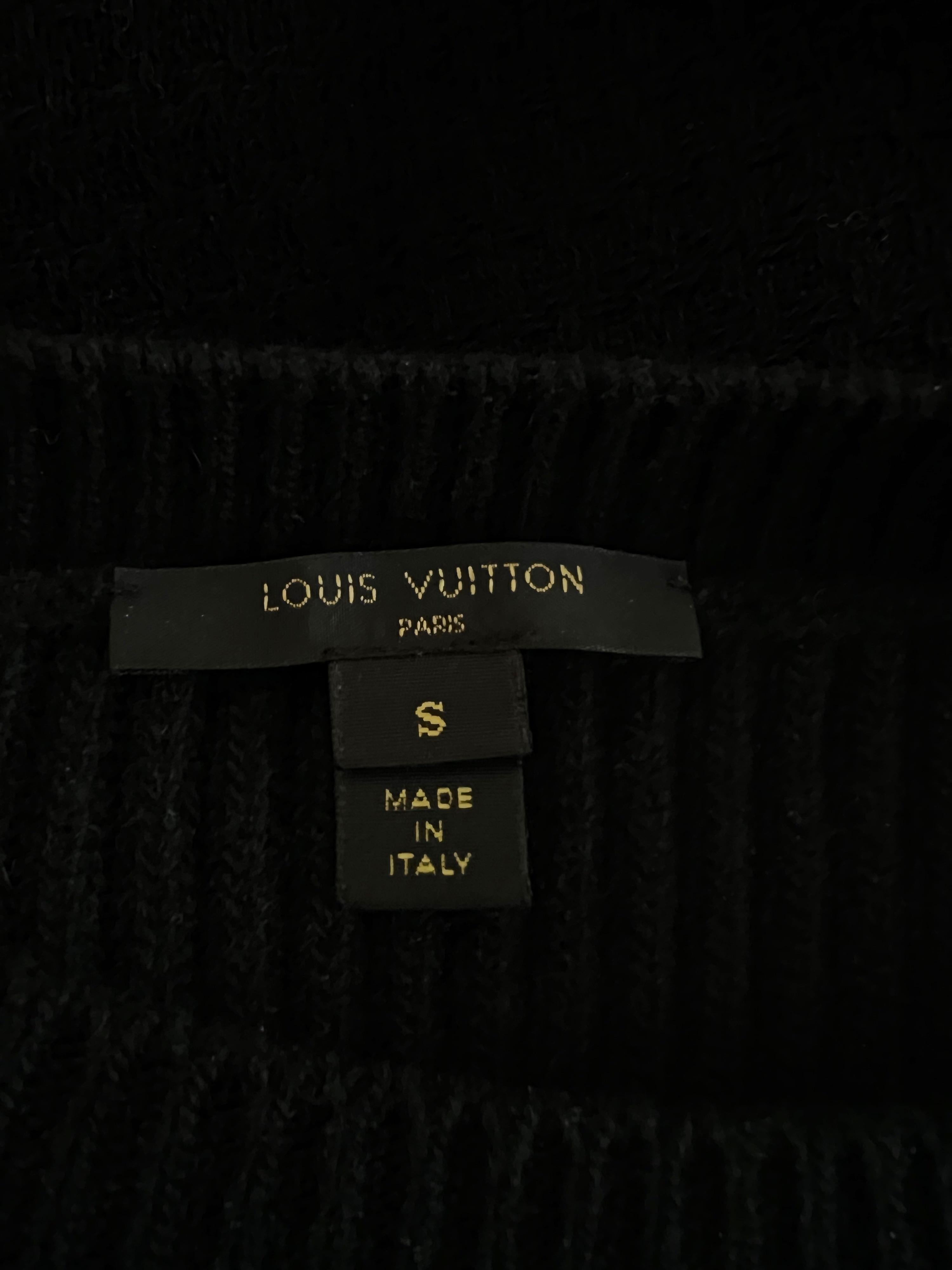 Louis Vuitton Black Ribbed Wool & Cashmere Giant Stickers Patch Jumper 5