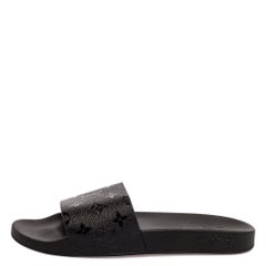 Louis Vuitton Black Rubber Monogram Waterfront Slide Sandals Size 42