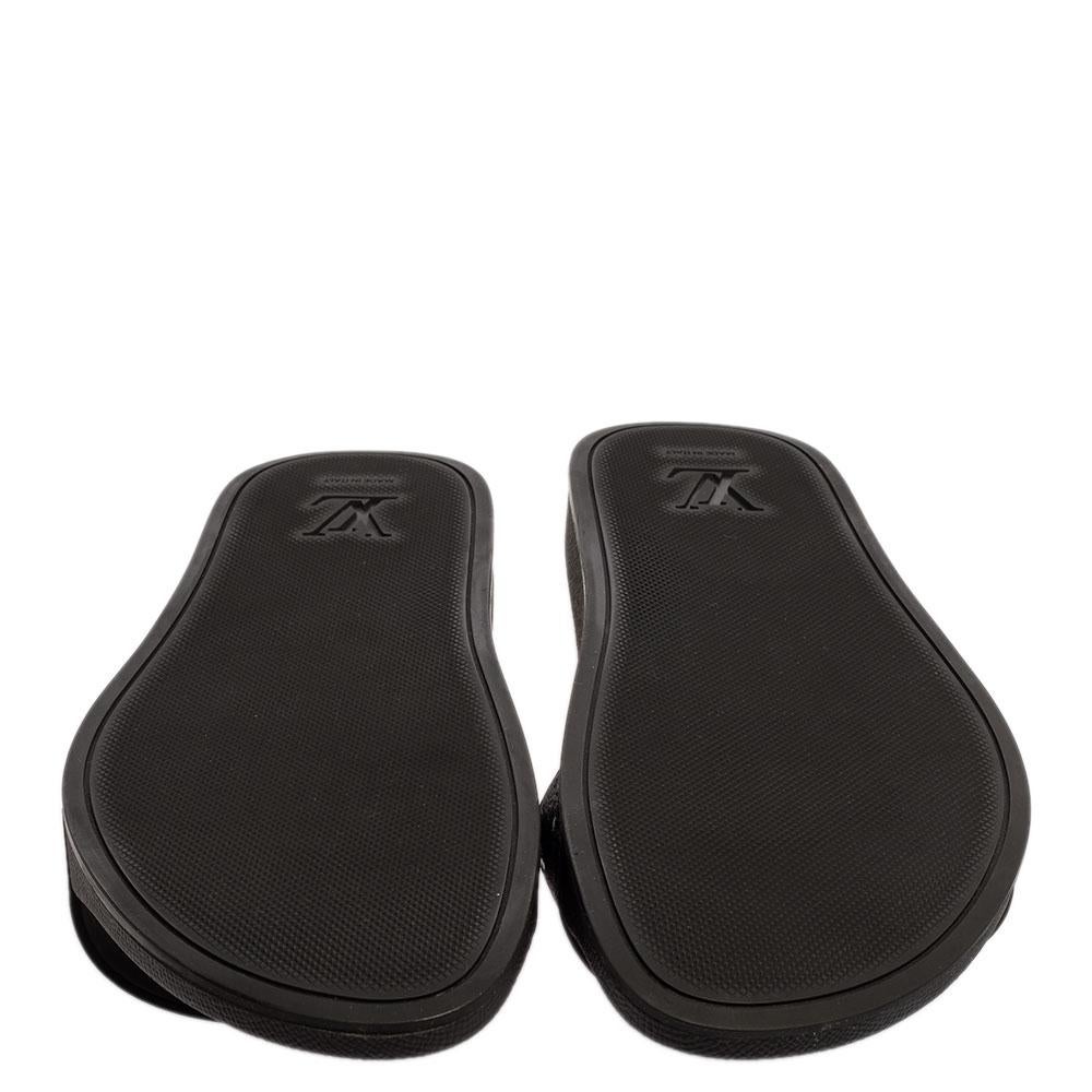 Men's Louis Vuitton Black Rubber Monogram Waterfront Slide Sandals Size 42
