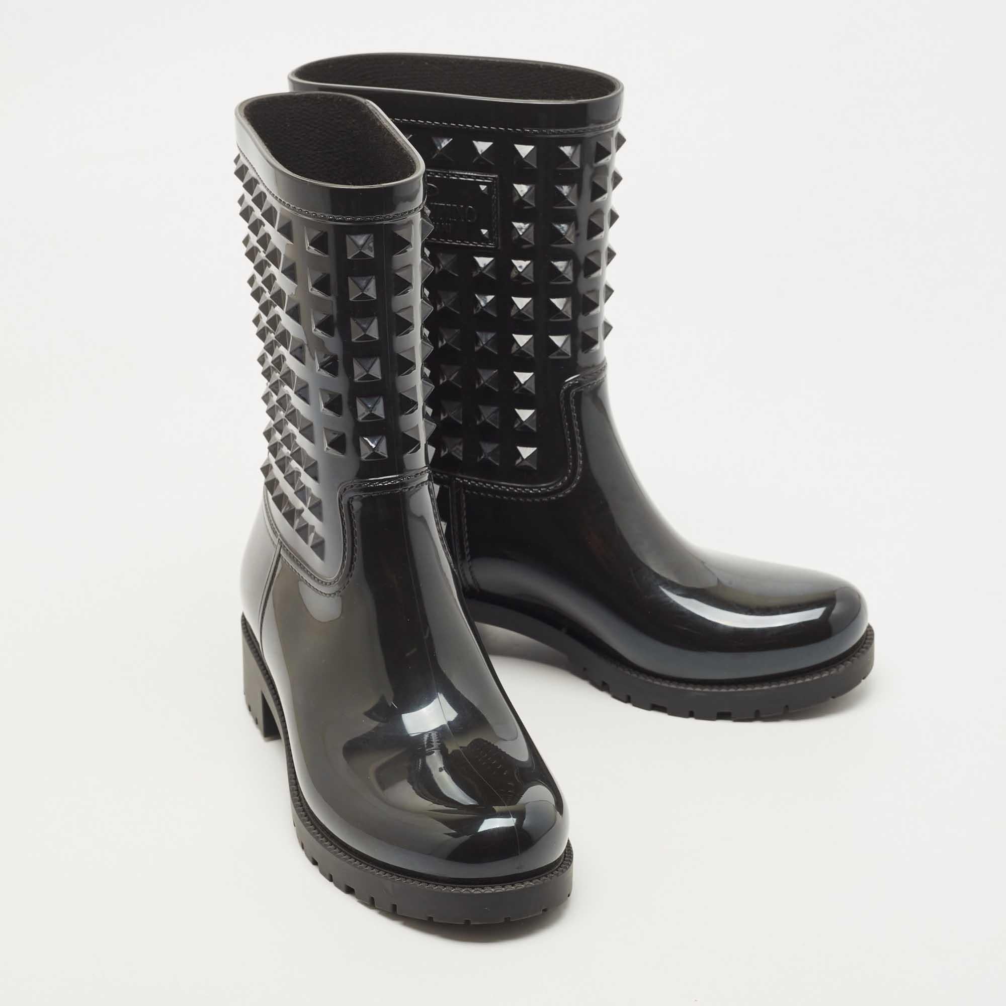 Louis Vuitton Black Rubber Studded Rain Boots Size 38 1