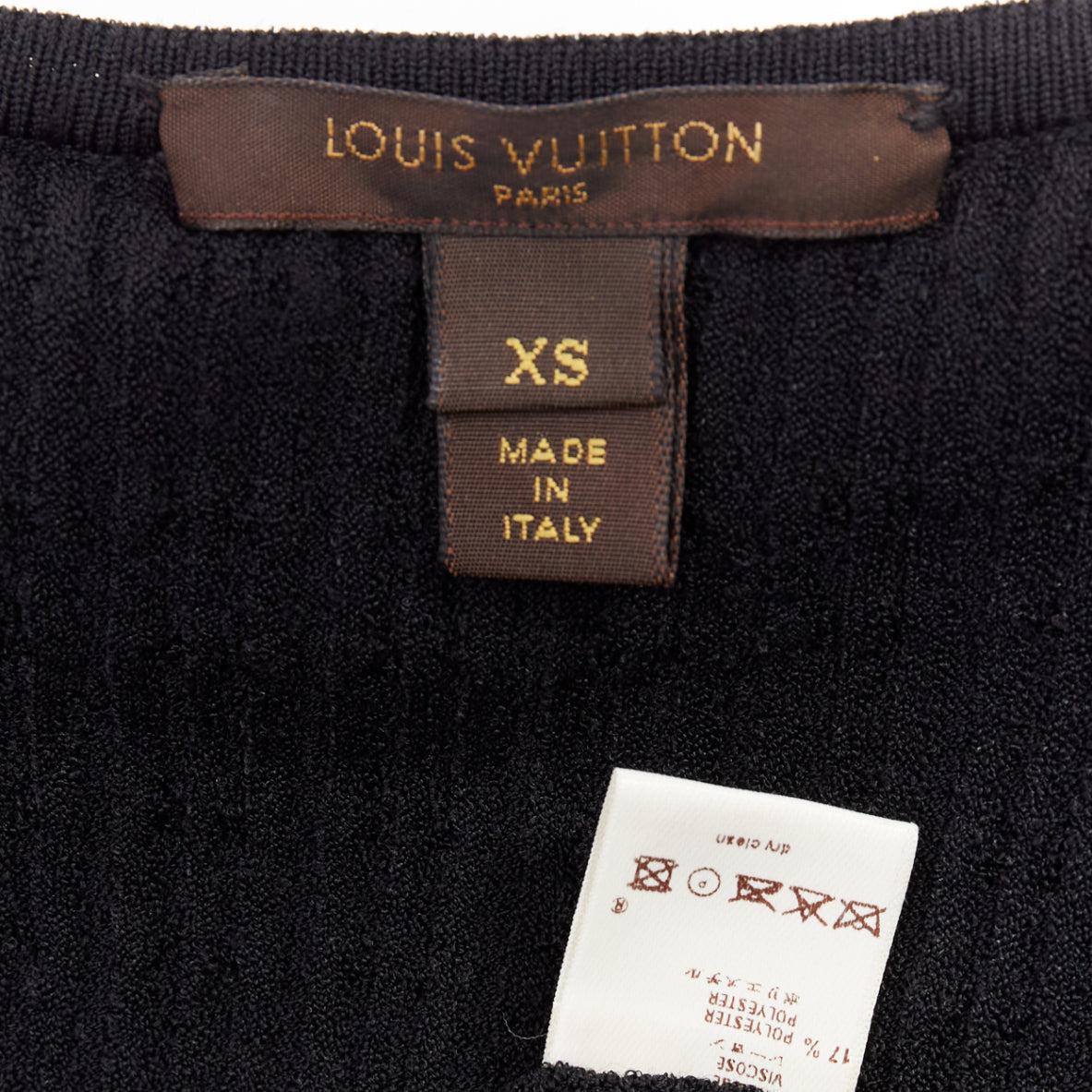 LOUIS VUITTON black ruffle collar cuffs ribbed long sleeves cardigan XS For Sale 5