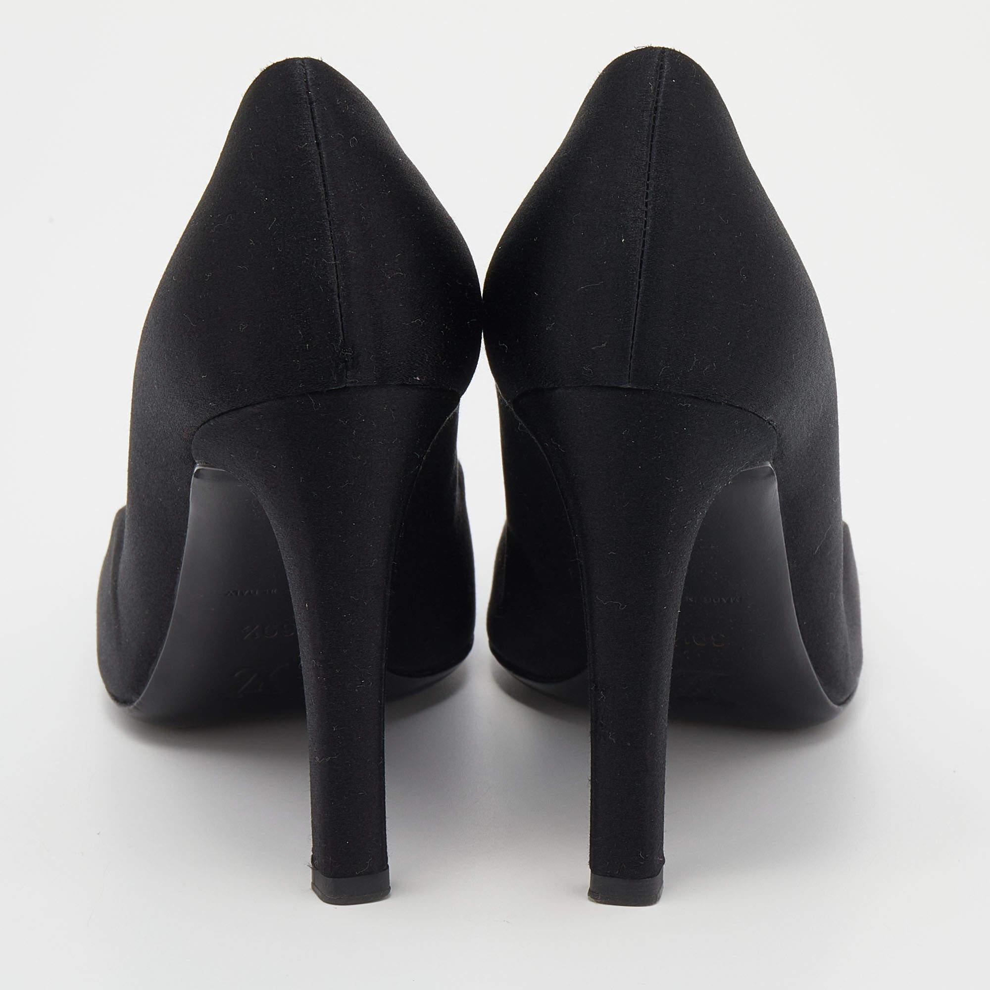 Louis Vuitton Black Satin Crystal Embellished Square Toe Pumps Size 39.5 1