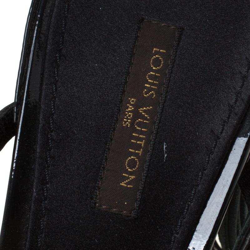 Louis Vuitton Black Satin Embellished Fringe Ankle Strap Sandals Size 40 2
