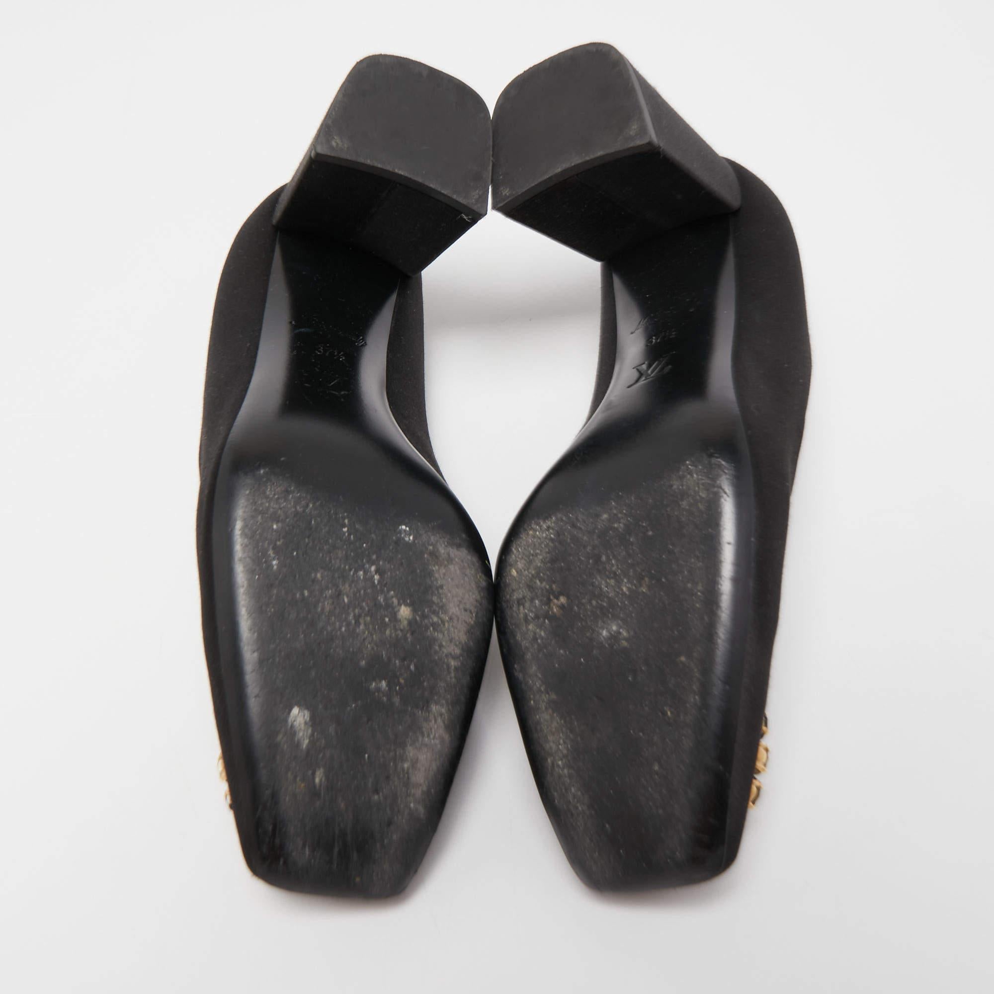 Louis Vuitton Black Satin Madeleine Pumps Size 37.5 5