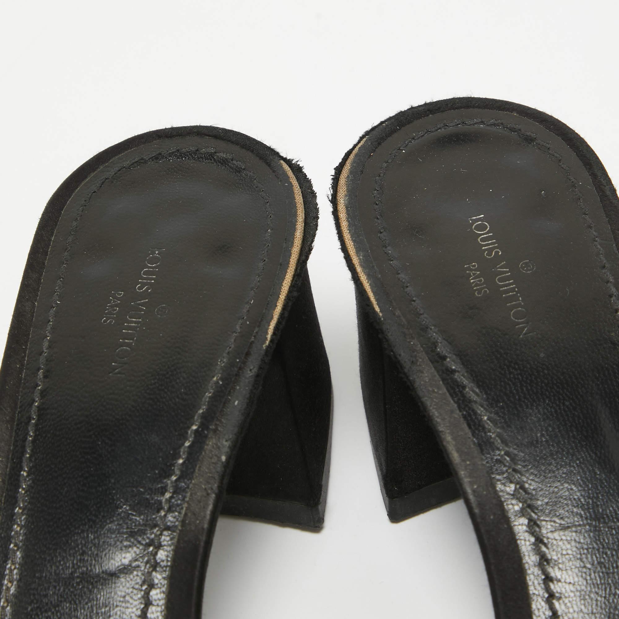 Women's Louis Vuitton Black Satin Madeleine Slide Sandals Size 39